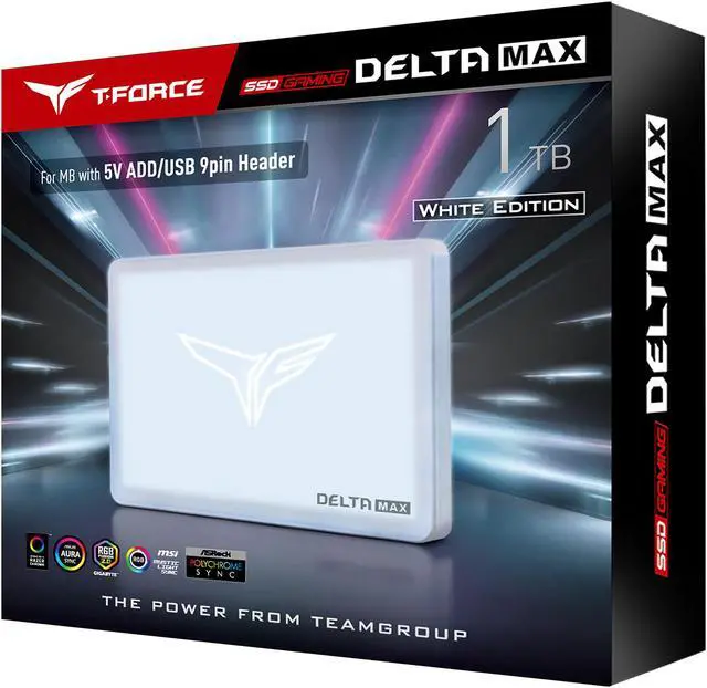 Alt view image 5 of 5 - Team Group T-FORCE DELTA MAX WHITE RGB LITE 2.5" 1TB SATA III 3D NAND Internal Solid State Drive (SSD) T253TM001T0C425