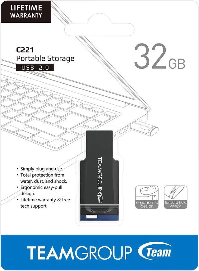 Alt view image 4 of 4 - Team Group 32GB C221 USB 2.0 Flash Drive (TC22132GL01)