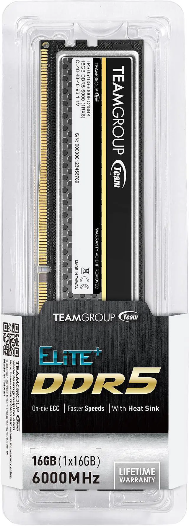 Alt view image 3 of 3 - Team Elite Plus 16GB 288-Pin PC RAM DDR5 6000 (PC5 48000) Desktop Memory Model TPBD516G6000HC4801