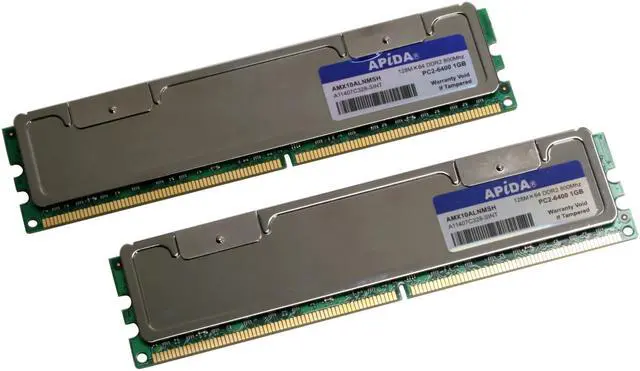 Main image of APIDA 2GB (2 x 1GB) DDR2 800 (PC2 6400) Dual Channel Kit Desktop Memory Model AMX10ALNMSH-P2