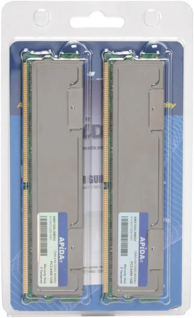 Alt view image 2 of 2 - APIDA 2GB (2 x 1GB) DDR2 800 (PC2 6400) Dual Channel Kit Desktop Memory Model AMX10ALNMSH-P2