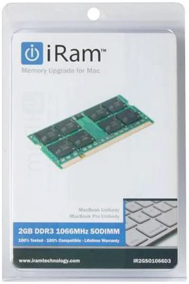 Alt view image 3 of 3 - iRam 2GB DDR3 1066 (PC3 8500) Memory For Apple MacBook Pro Model IR2GSO1066D3