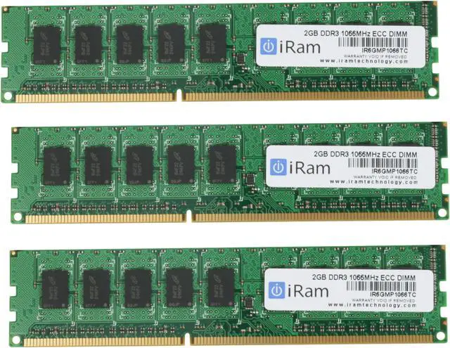 Alt view image 4 of 5 - iRam 6GB (3 x 2GB) DDR3 1066 (PC3 8500) ECC Memory For Apple Model IR6GMP1066TC