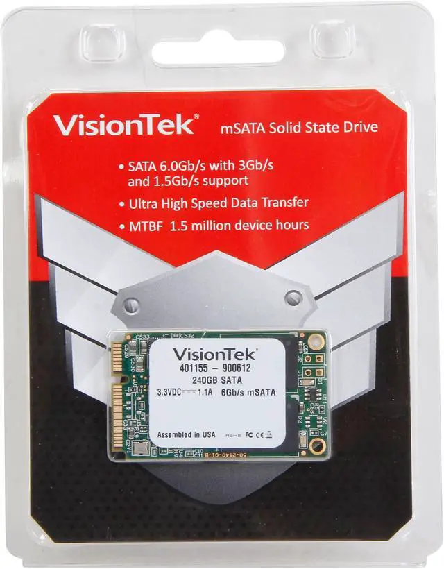 Alt view image 3 of 3 - VisionTek mSATA 240GB SATA III Internal Solid State Drive (SSD) 900612