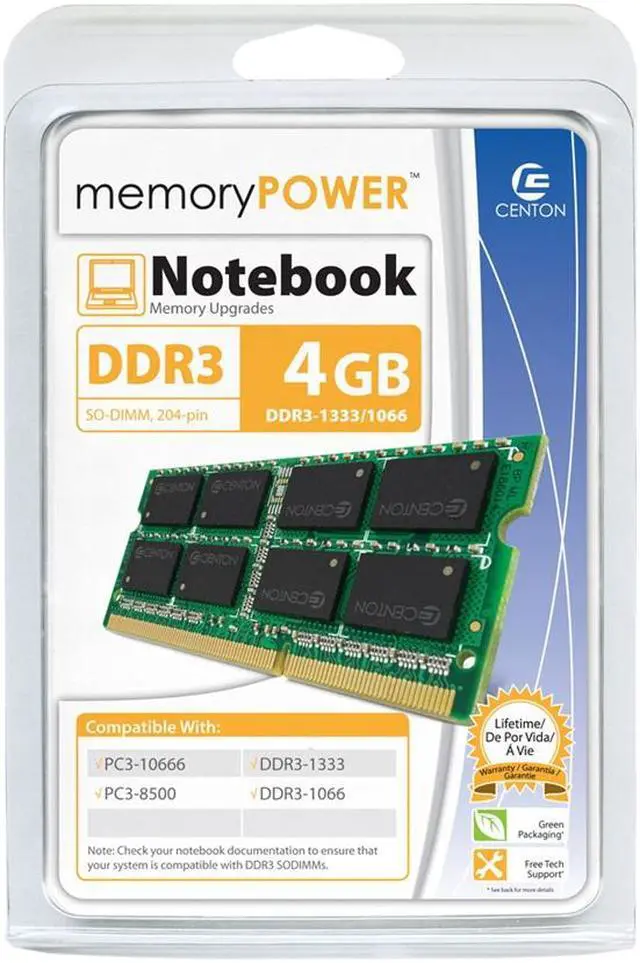 Main image of Centon R1333SO4096 4GB DDR3 SDRAM Memory Module