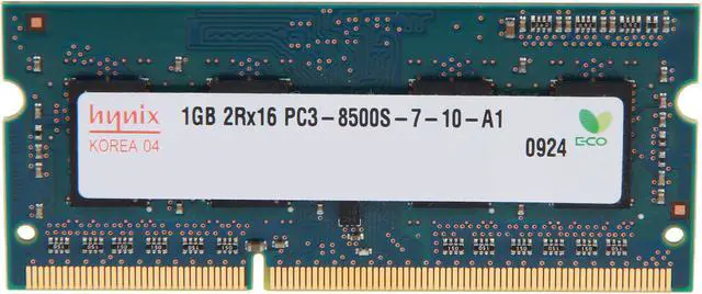 Main image of Hynix 1GB 204-Pin DDR3 SO-DIMM DDR3 1066 (PC3 8500) Laptop Memory Model HMT112S6BFR6C-G7