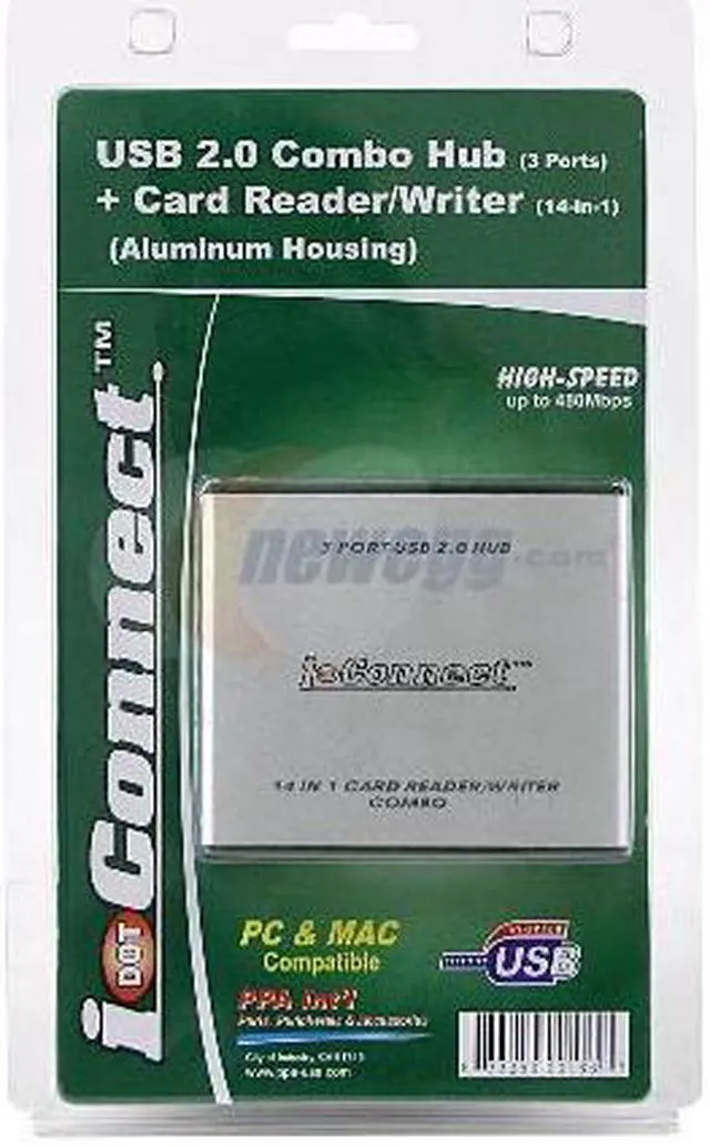 Main image of PPA 1837 14-in-1 USB 2.0 Card Reader/Writer with 3-Port USB Hub