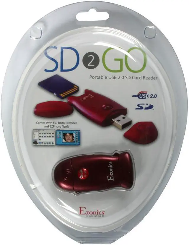 Alt view image 9 of 9 - Ezonics SD2GO USB 2.0 Portable SD/MMC Card Reader