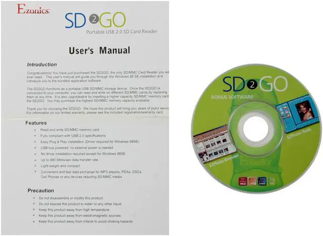 Alt view image 8 of 9 - Ezonics SD2GO USB 2.0 Portable SD/MMC Card Reader