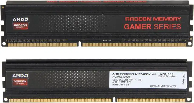 Alt view image 2 of 3 - AMD Radeon RG2133 Gamer Series 16GB (4 x 4GB) DDR3 2133 (PC3 17000) Desktop Memory Model AG316G2130U1Q