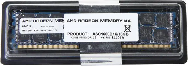 Alt view image 3 of 3 - AMD Radeon 16GB ECC Registered DDR3 1600 (PC3 12800) Server Memory For CISCO Model ASC1600D1X/16GB