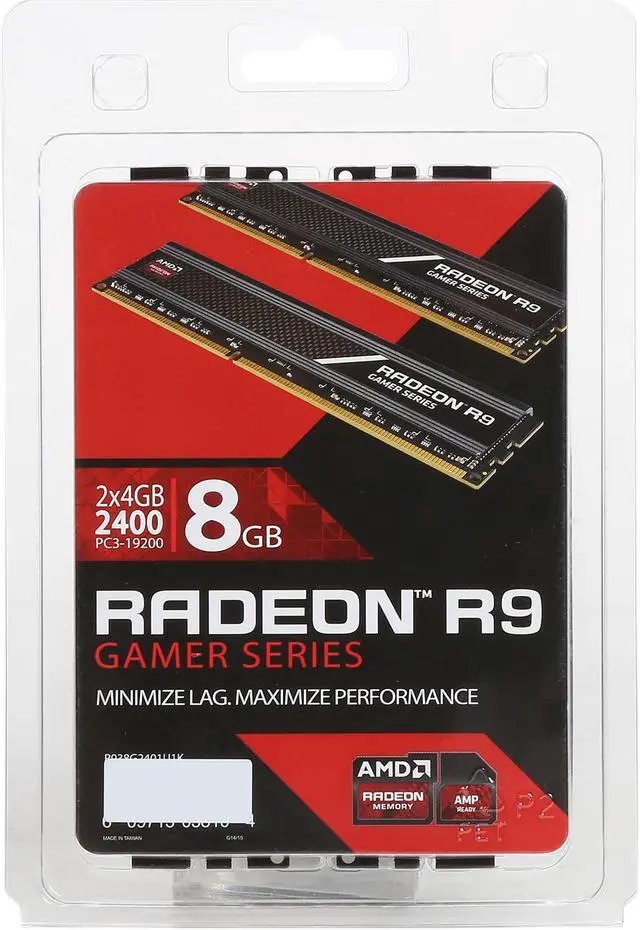 Alt view image 3 of 3 - AMD Radeon R9 Gamer 8GB (2 x 4GB) DDR3 2400 (PC3 19200) Desktop Memory Model R938G2401U1K