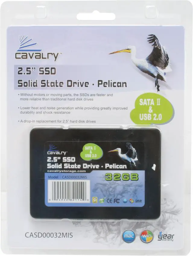 Alt view image 5 of 5 - Cavalry Pelican 2.5" 32GB USB 2.0 & SATAII MLC Internal / External Solid State Drive (SSD) CASD00032MIS