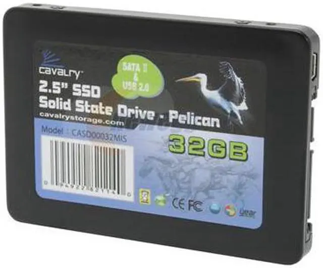 Main image of Cavalry Pelican 2.5" 32GB USB 2.0 & SATAII MLC Internal / External Solid State Drive (SSD) CASD00032MIS