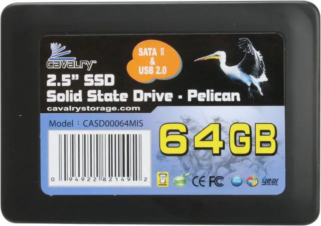 Alt view image 4 of 5 - Cavalry Pelican 2.5" 64GB USB 2.0 & SATAII MLC Internal / External Solid State Drive (SSD) CASD00064MIS