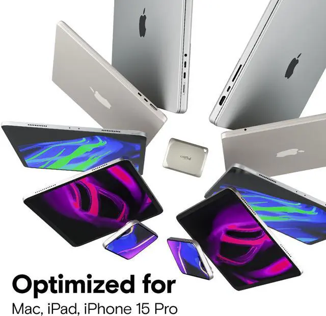 Alt view image 2 of 7 - Crucial X9 Pro for Mac 4TB Portable SSD - Up to 1050MB/s Read and Write - Water and dust Resistant, Mac ready - USB 3.2 External Solid State Drive - CT4000X9PROMACSSD9B