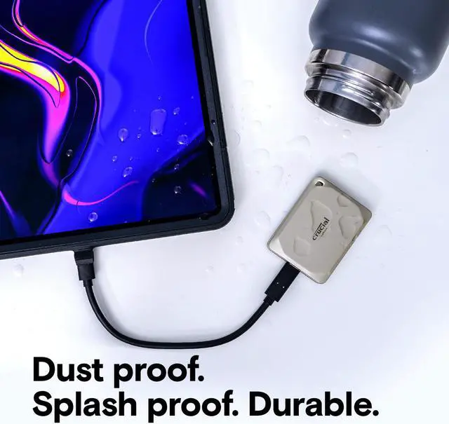 Alt view image 3 of 7 - Crucial X9 Pro for Mac 4TB Portable SSD - Up to 1050MB/s Read and Write - Water and dust Resistant, Mac ready - USB 3.2 External Solid State Drive - CT4000X9PROMACSSD9B