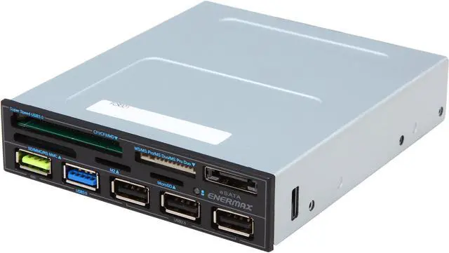 Main image of Enermax ECR301 internal card reader w/ Super Charge USB Port (2.4v), USB 3.0 x1. 5-in-1 card readers: CF I/II/MD, Micro SD, SD/SDHC/SDXC/MMC/RSMMC, MS/MS PRO/MS PRO DUO, M2(MS MICRO)