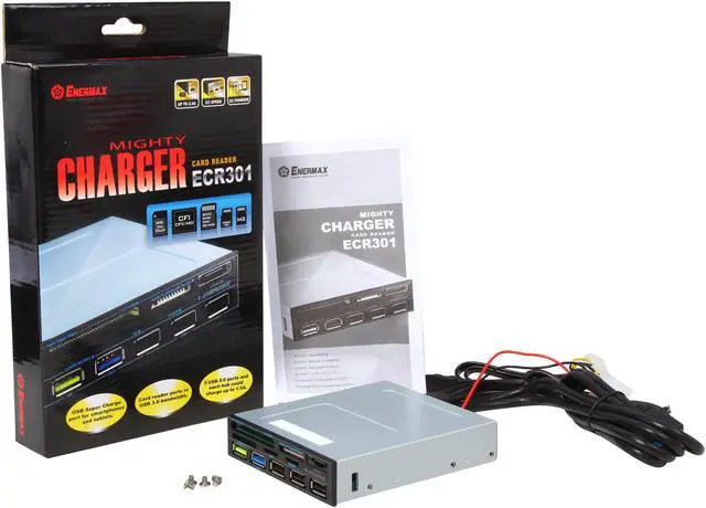 Alt view image 6 of 6 - Enermax ECR301 internal card reader w/ Super Charge USB Port (2.4v), USB 3.0 x1. 5-in-1 card readers: CF I/II/MD, Micro SD, SD/SDHC/SDXC/MMC/RSMMC, MS/MS PRO/MS PRO DUO, M2(MS MICRO)