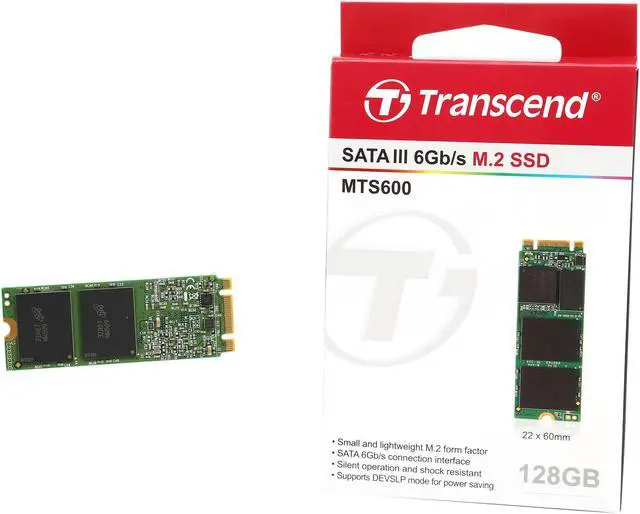Alt view image 3 of 3 - Transcend MTS600 M.2 2260 128GB SATA III MLC Internal Solid State Drive (SSD) TS128GMTS600