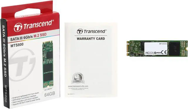 Alt view image 4 of 4 - Transcend MTS800 M.2 2280 64GB SATA III MLC Internal Solid State Drive (SSD) TS64GMTS800