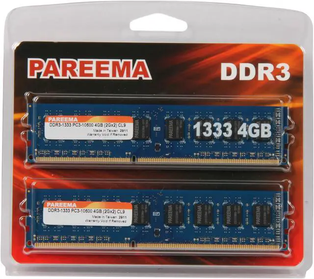 Alt view image 3 of 3 - Pareema 4GB (2 x 2GB) DDR3 1333 (PC3 10600) Desktop Memory Model MD313C80809L2