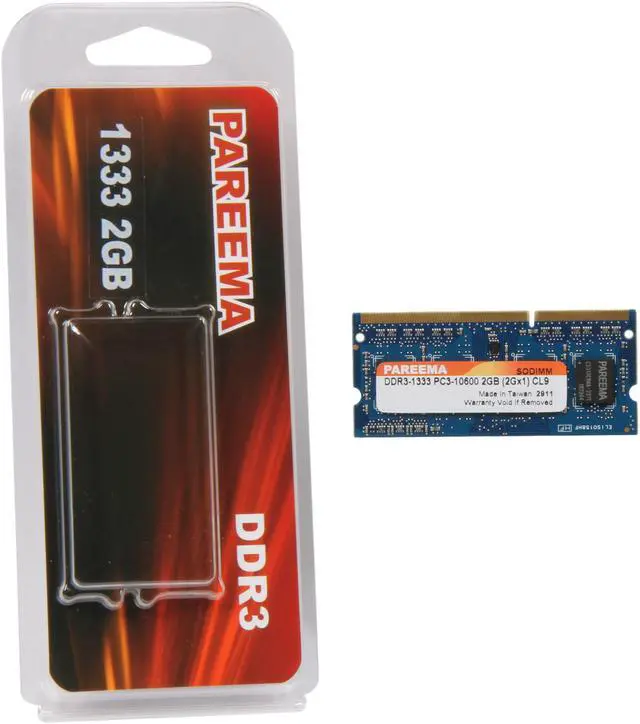 Alt view image 3 of 3 - Pareema 2GB 204-Pin DDR3 SO-DIMM DDR3 1333 (PC3 10600) Laptop Memory Model MD313C80809S1