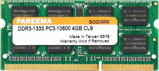 Main image of Pareema 4GB 204-Pin DDR3 SO-DIMM DDR3 1333 (PC3 10600) Laptop Memory Model MD313C81609S1