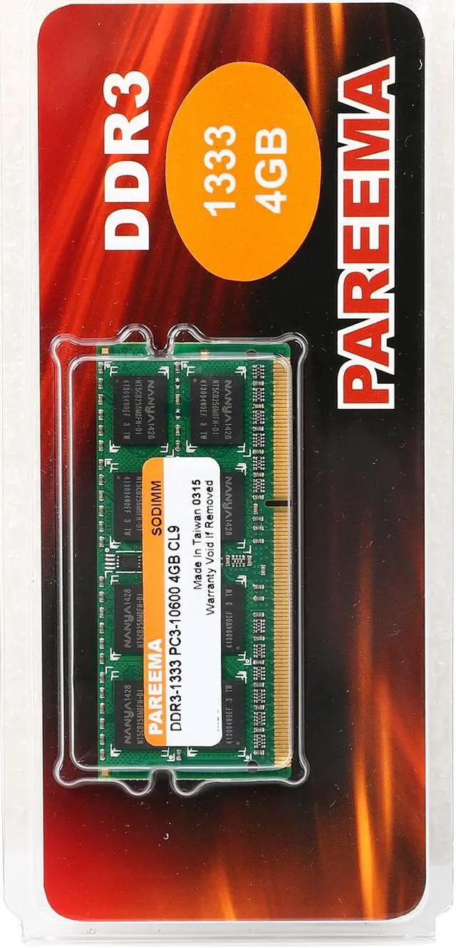 Alt view image 3 of 3 - Pareema 4GB 204-Pin DDR3 SO-DIMM DDR3 1333 (PC3 10600) Laptop Memory Model MD313C81609S1