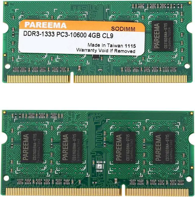 Alt view image 2 of 3 - Pareema 8GB (2 x 4GB) 204-Pin DDR3 SO-DIMM DDR3 1333 (PC3 10600) Laptop Memory Model MD313C81609S2