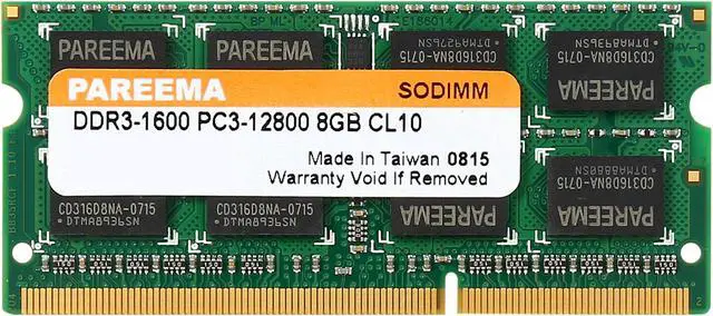Main image of Pareema 8GB 204-Pin DDR3 SO-DIMM DDR3L 1600 (PC3L 12800) Laptop Memory Model MD316D81610S1