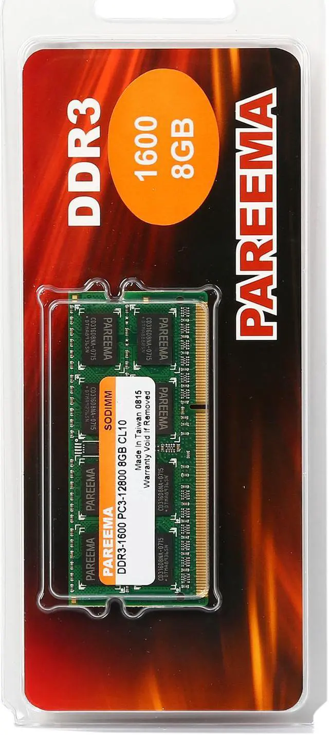 Alt view image 3 of 3 - Pareema 8GB 204-Pin DDR3 SO-DIMM DDR3L 1600 (PC3L 12800) Laptop Memory Model MD316D81610S1