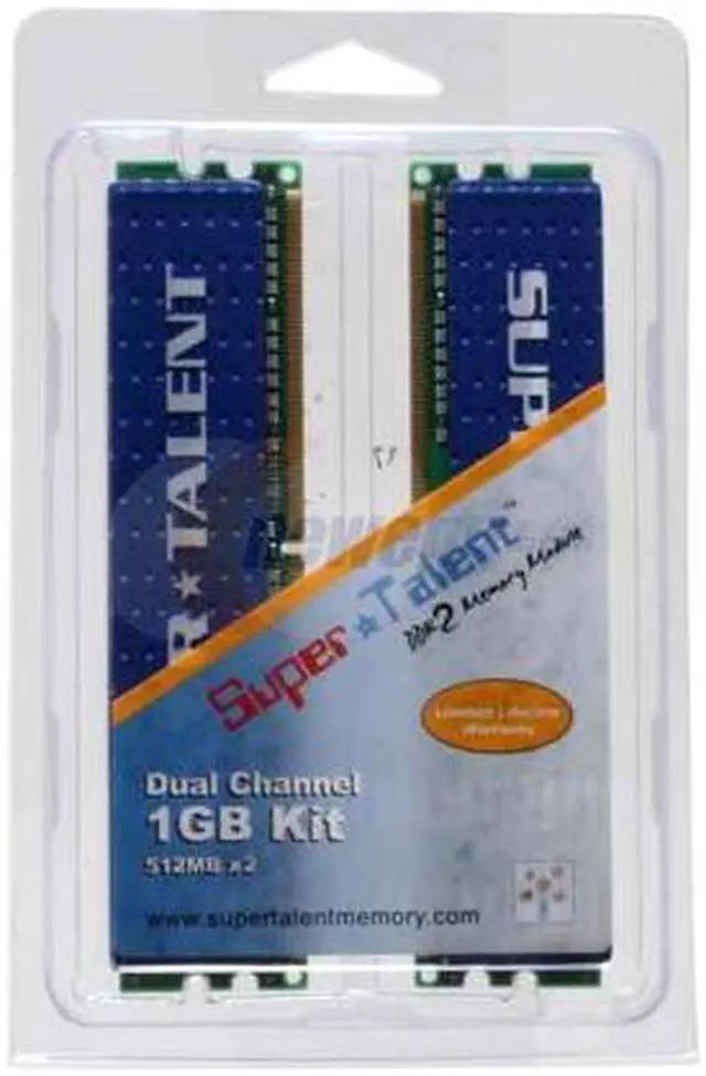 Main image of SUPER TALENT 1GB (2 x 512MB) DDR2 800 (PC2 6400) Dual Channel Kit Desktop Memory Model T800UX1GC4
