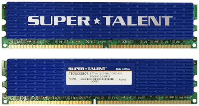Alt view image 2 of 3 - SUPER TALENT 2GB (2 x 1GB) DDR2 800 (PC2 6400) Dual Channel Kit Desktop Memory Model T800UX2GC4