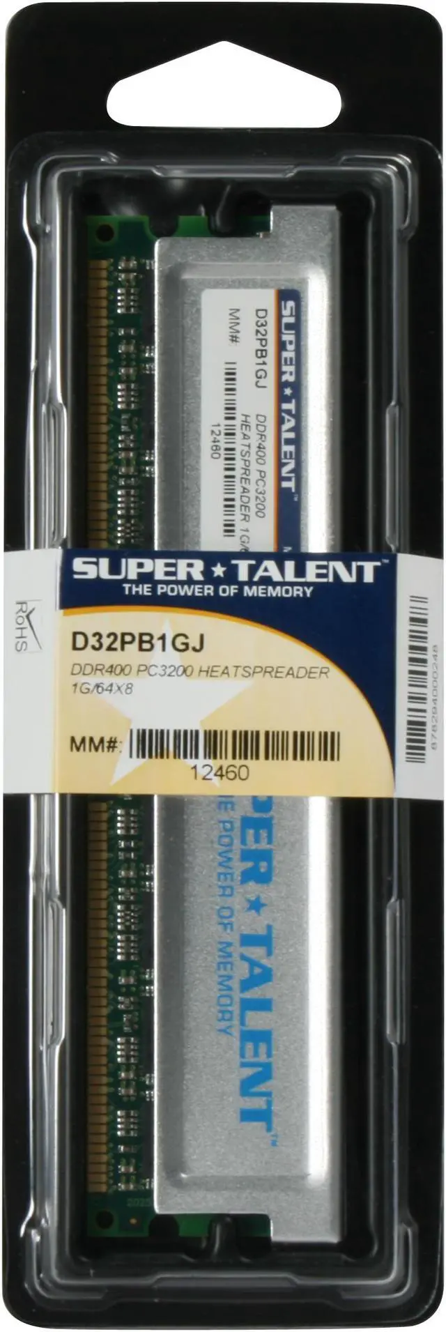 Alt view image 3 of 3 - SUPER TALENT 1GB 184-Pin DDR SDRAM DDR 400 (PC 3200) Desktop Memory Model D32PB1GJ