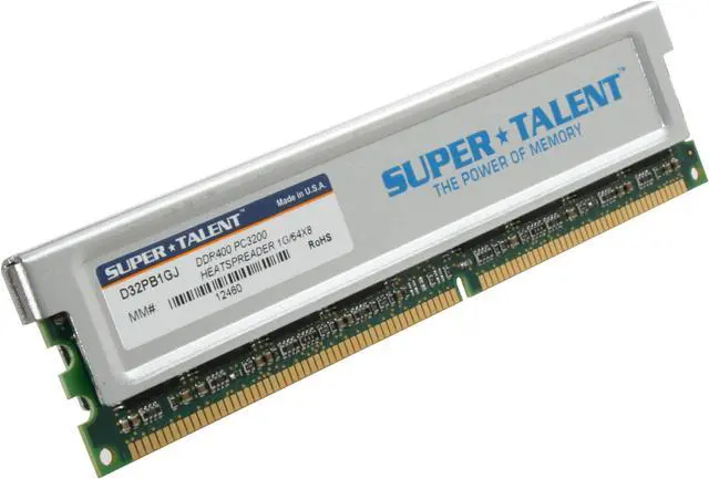 Main image of SUPER TALENT 1GB 184-Pin DDR SDRAM DDR 400 (PC 3200) Desktop Memory Model D32PB1GJ
