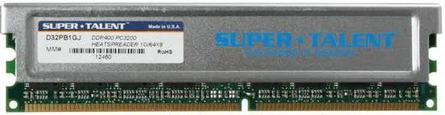 Alt view image 2 of 3 - SUPER TALENT 1GB 184-Pin DDR SDRAM DDR 400 (PC 3200) Desktop Memory Model D32PB1GJ