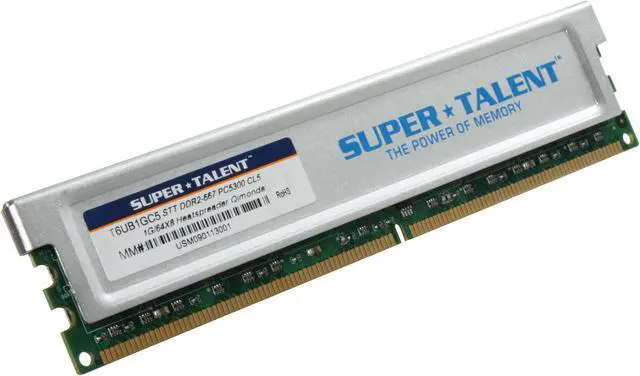 Main image of SUPER TALENT 1GB 240-Pin DDR2 SDRAM DDR2 667 (PC 5400) Desktop Memory Model T6UB1GC5