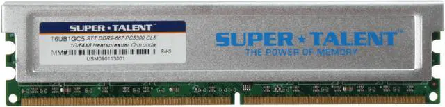 Alt view image 2 of 3 - SUPER TALENT 1GB 240-Pin DDR2 SDRAM DDR2 667 (PC 5400) Desktop Memory Model T6UB1GC5