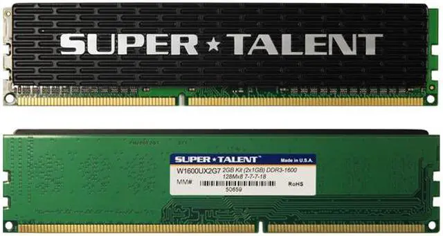 Alt view image 3 of 3 - SUPER TALENT 2GB (2 x 1GB) DDR3 1600 (PC3 12800) Dual Channel Kit Desktop Memory Model W1600UX2G7