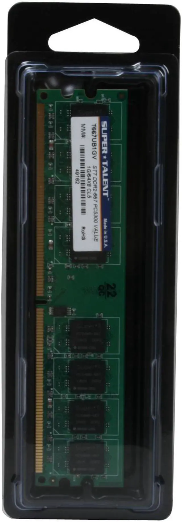 Alt view image 3 of 3 - SUPER TALENT 1GB DDR2 667 (PC2 5400) Desktop Memory Model T667UB1GV