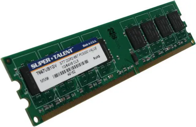 Main image of SUPER TALENT 1GB DDR2 667 (PC2 5400) Desktop Memory Model T667UB1GV