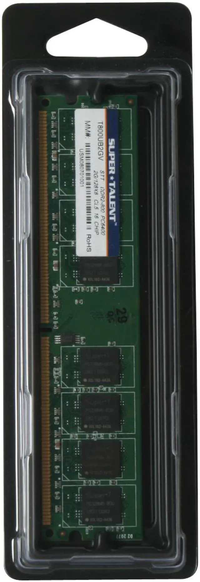 Alt view image 3 of 3 - SUPER TALENT 2GB DDR2 800 (PC2 6400) Desktop Memory Model T800UB2GV