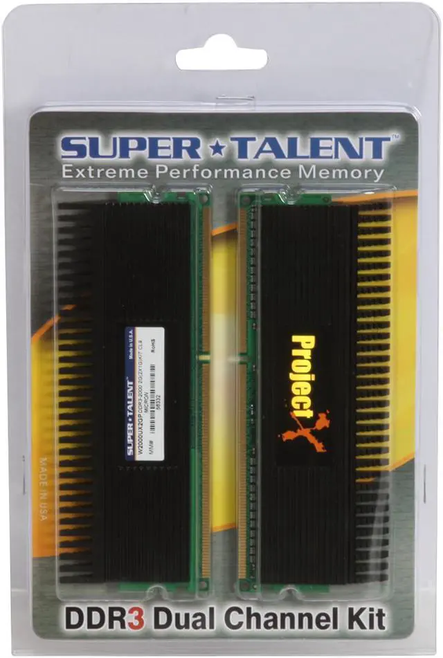 Alt view image 3 of 3 - SUPER TALENT 2GB (2 x 1GB) DDR3 2000 (PC3 16000) Dual Channel Kit Desktop Memory Model W2000UX2GP