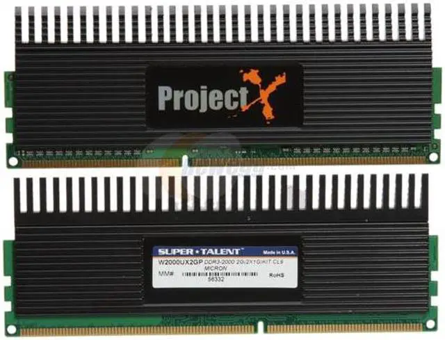 Alt view image 2 of 3 - SUPER TALENT 2GB (2 x 1GB) DDR3 2000 (PC3 16000) Dual Channel Kit Desktop Memory Model W2000UX2GP