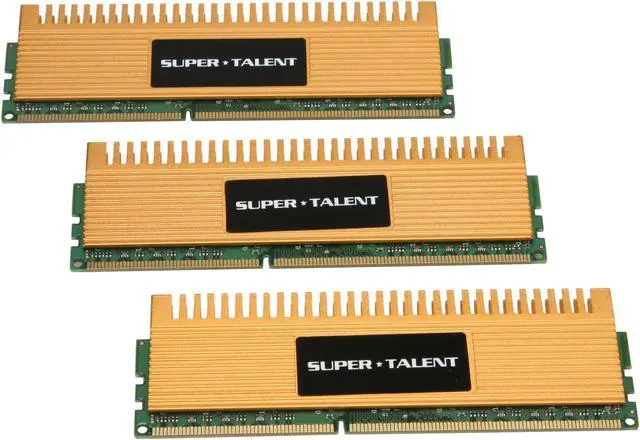 Alt view image 2 of 3 - SUPER TALENT Gold Series 6GB (3 x 2GB) DDR3 1600 (PC3 12800) Triple Channel Kit Desktop Memory Model WA160UX6G9