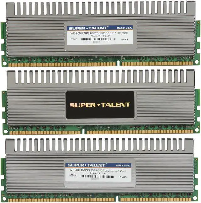 Alt view image 2 of 3 - SUPER TALENT Chrome Series 6GB (3 x 2GB) DDR3 2000 (PC3 16000) Desktop Memory Model WB200UX6G9