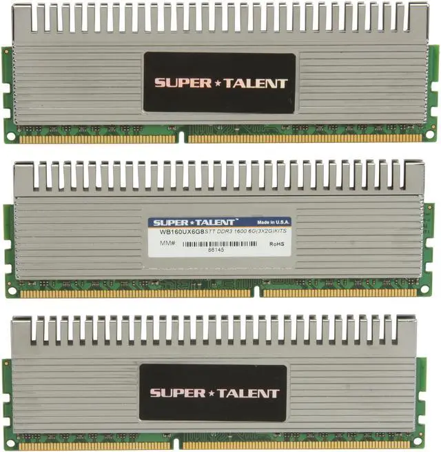 Alt view image 2 of 3 - SUPER TALENT Chrome Series 6GB (3 x 2GB) DDR3 1600 (PC3 12800) Desktop Memory Model WB160UX6G8