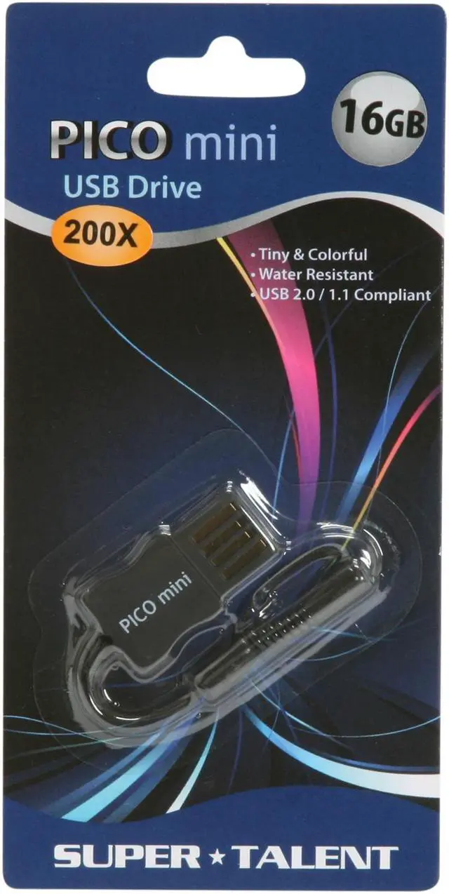 Alt view image 2 of 2 - SUPER TALENT Pico Mini 16GB USB2.0 Flash Drive (Black) STU16GMAK