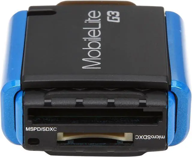 Alt view image 4 of 6 - Kingston FCR-MLG3 USB 3.0 Support SD/ SDHC/ SDXC, microSD/ SDHC/ SDXC and MSPD Card Reader Black/ Blue